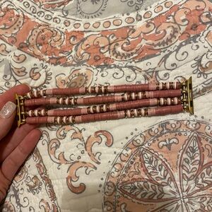 Apple Watch Band - Pink and Gold Beaded Erimish